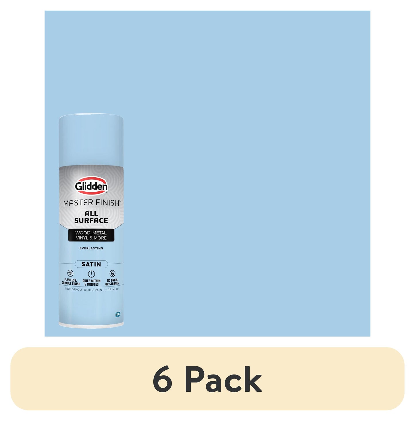 (6 pack) Glidden Master Finish 12 oz. Satin Everlasting Interior/Exterior All Surface Spray Paint and Primer