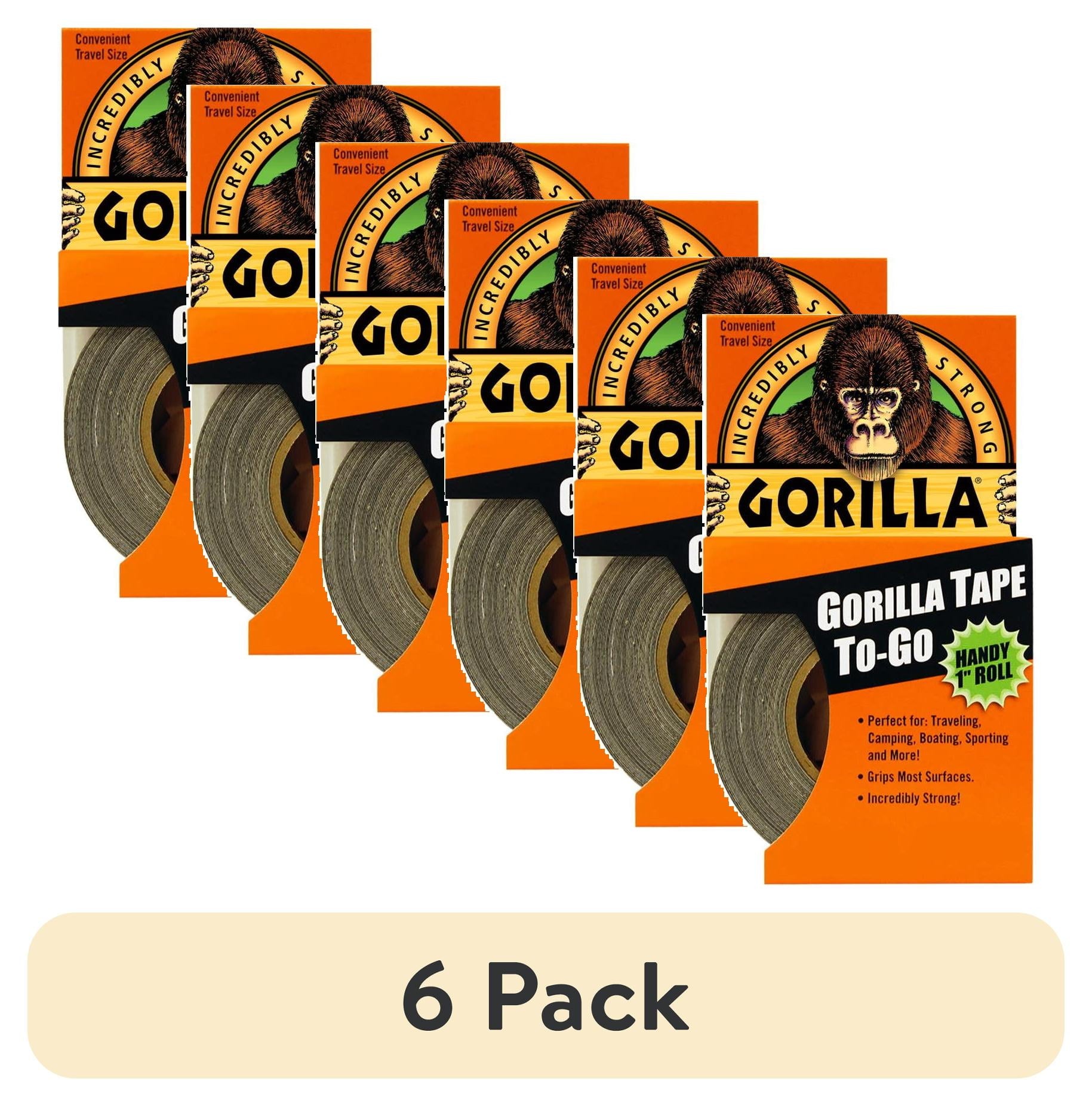 (6 pack) Gorilla Black Tape to-Go Handy Roll, 1 in x 10 Yard Roll