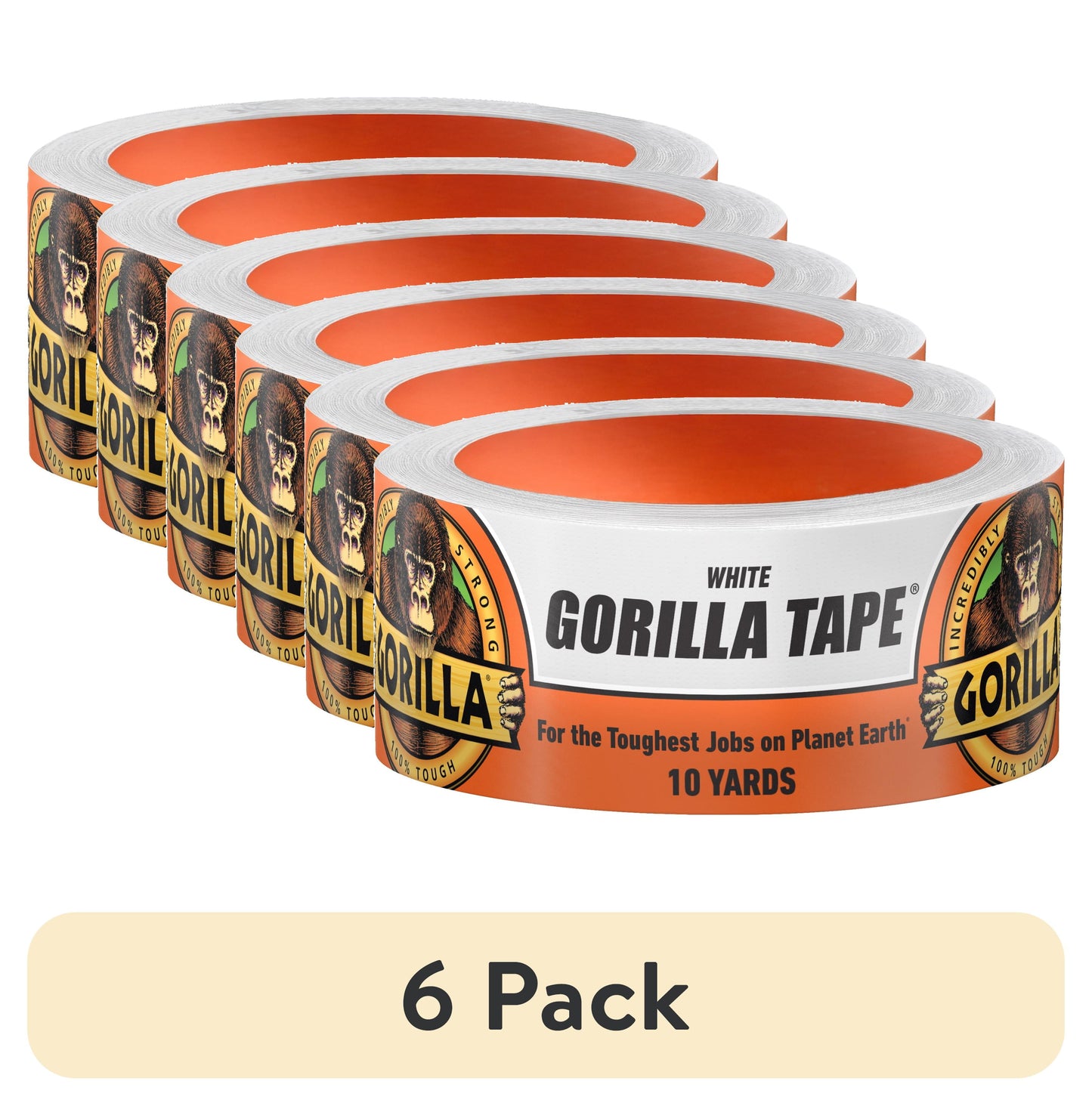 (6 pack) Gorilla Glue White Tape, 10 yd Roll