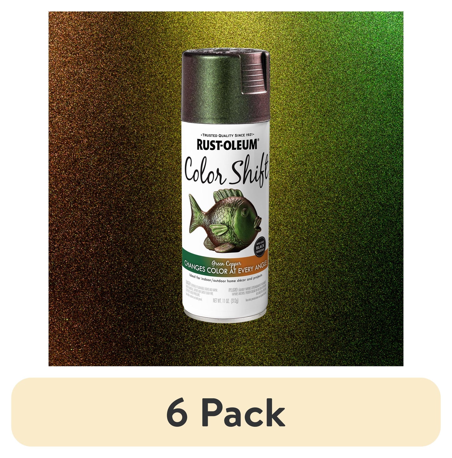 (6 pack) Green Copper, Rust-Oleum Color Shift Spray Paint-372478, 11 oz