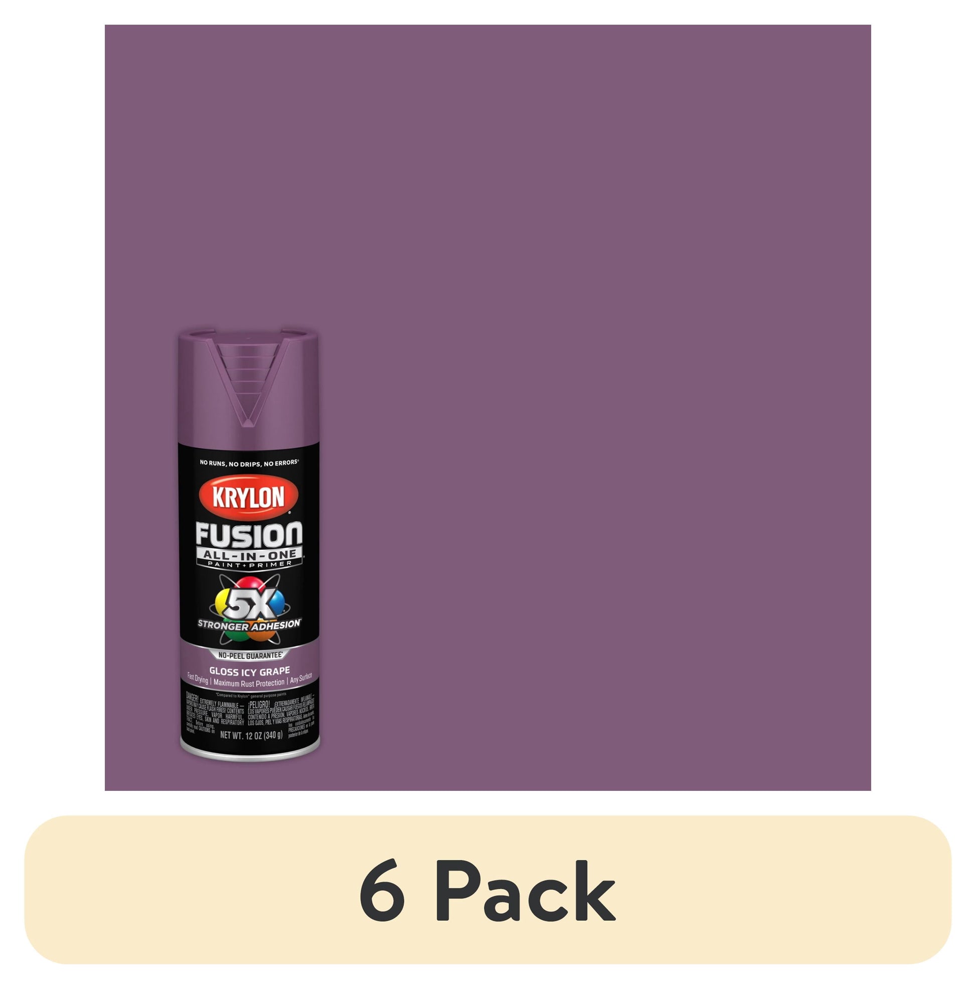 (6 pack) Krylon Fusion All-In-One, Gloss, Icy Grape, 12 oz