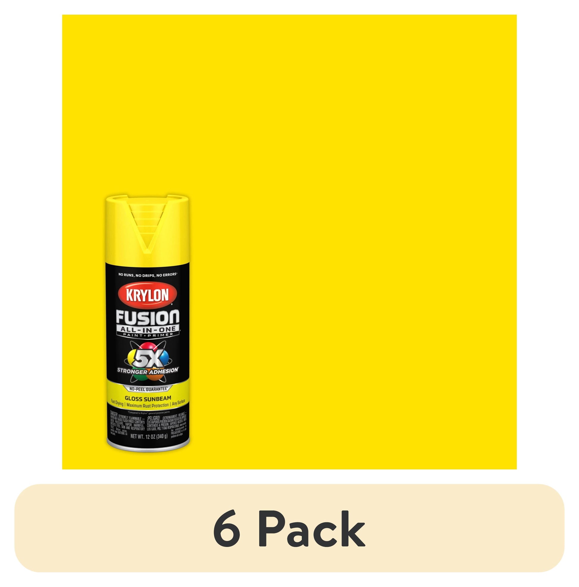 (6 pack) Krylon Fusion All-In-One, Gloss, Sunbeam, 12 oz