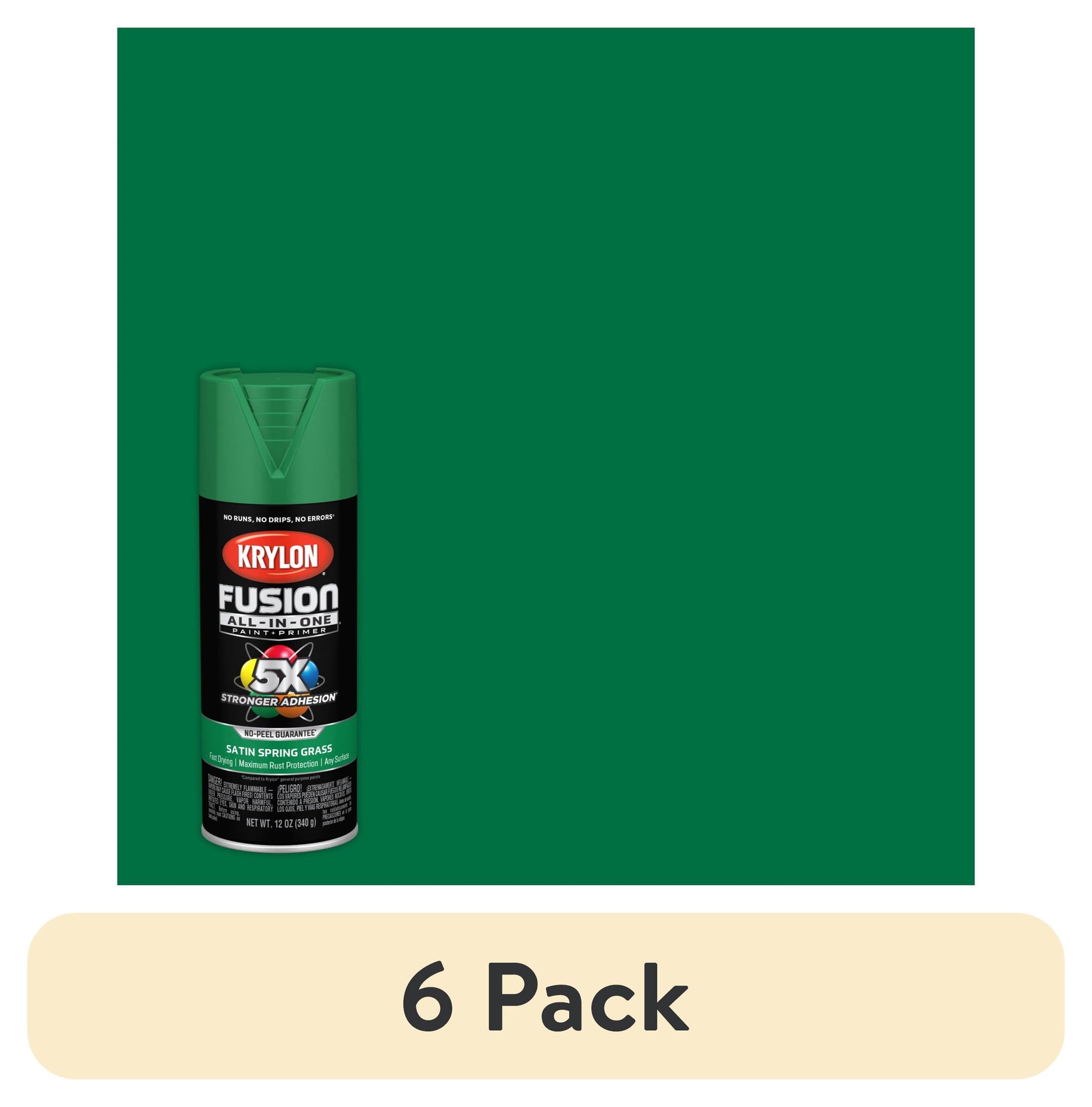 (6 pack) Krylon Fusion All-In-One, Satin, Spring Grass, 12 oz
