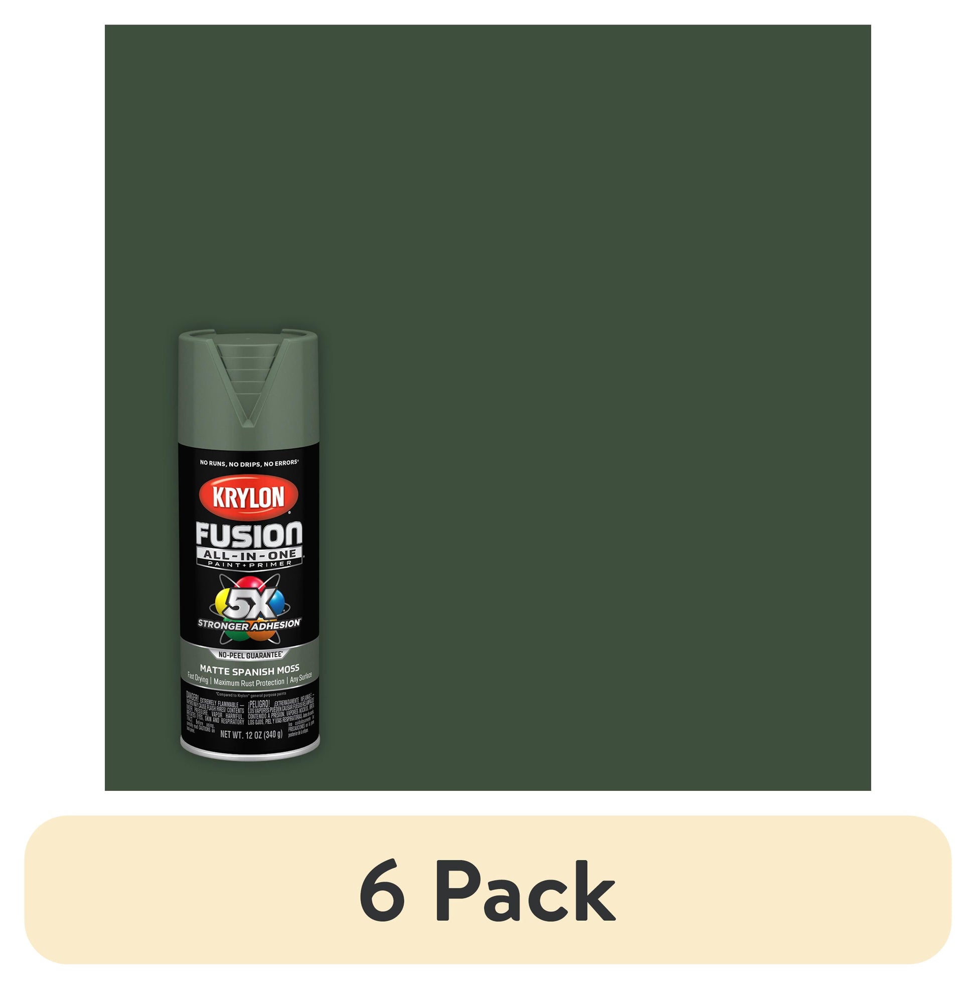 (6 pack) Krylon Fusion All-In-One, Matte, Spanish Moss, 12 oz