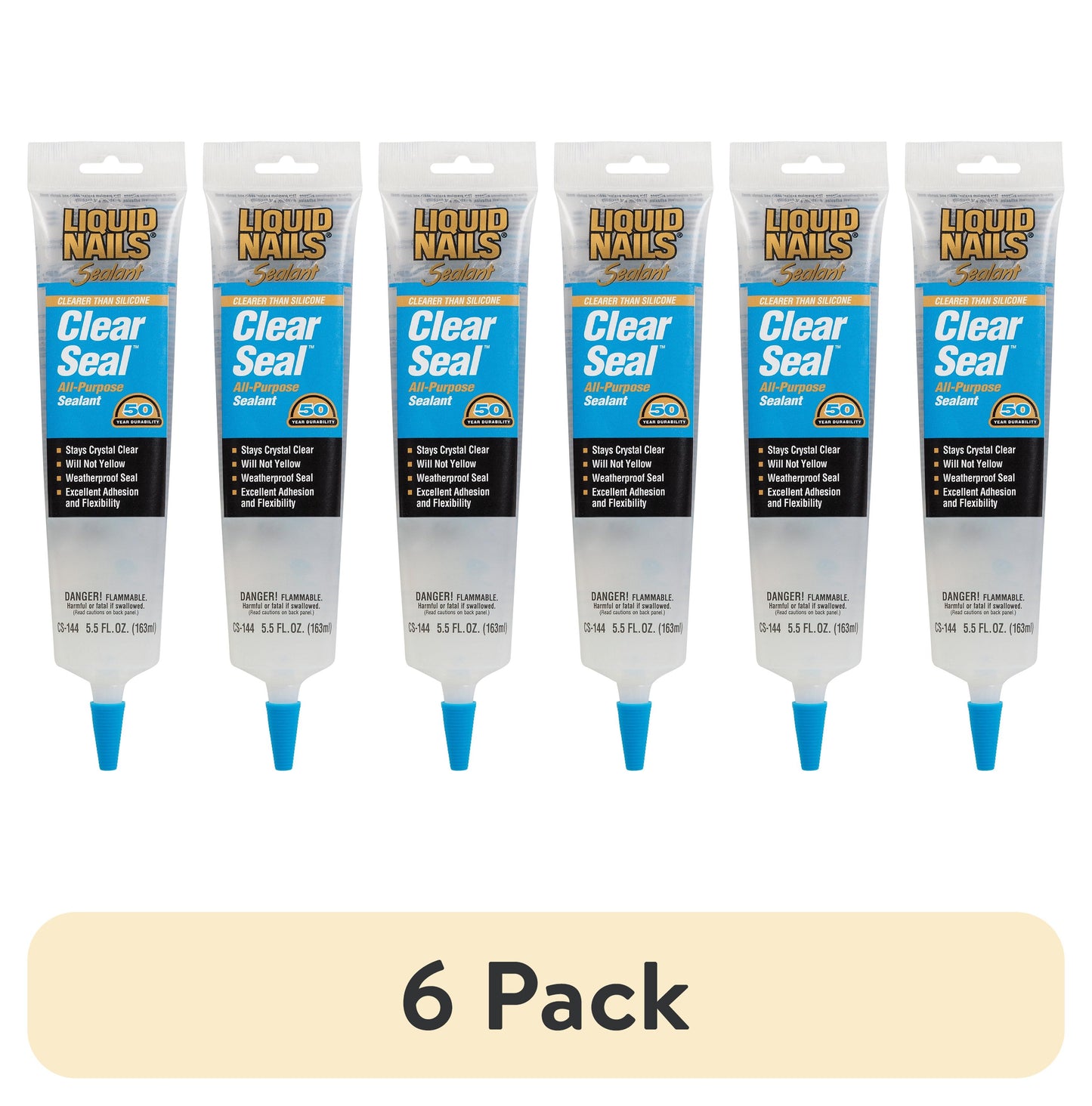(6 pack) Liquid Nails Clear Seal CS-144 5.5 oz. All-Purpose Sealant