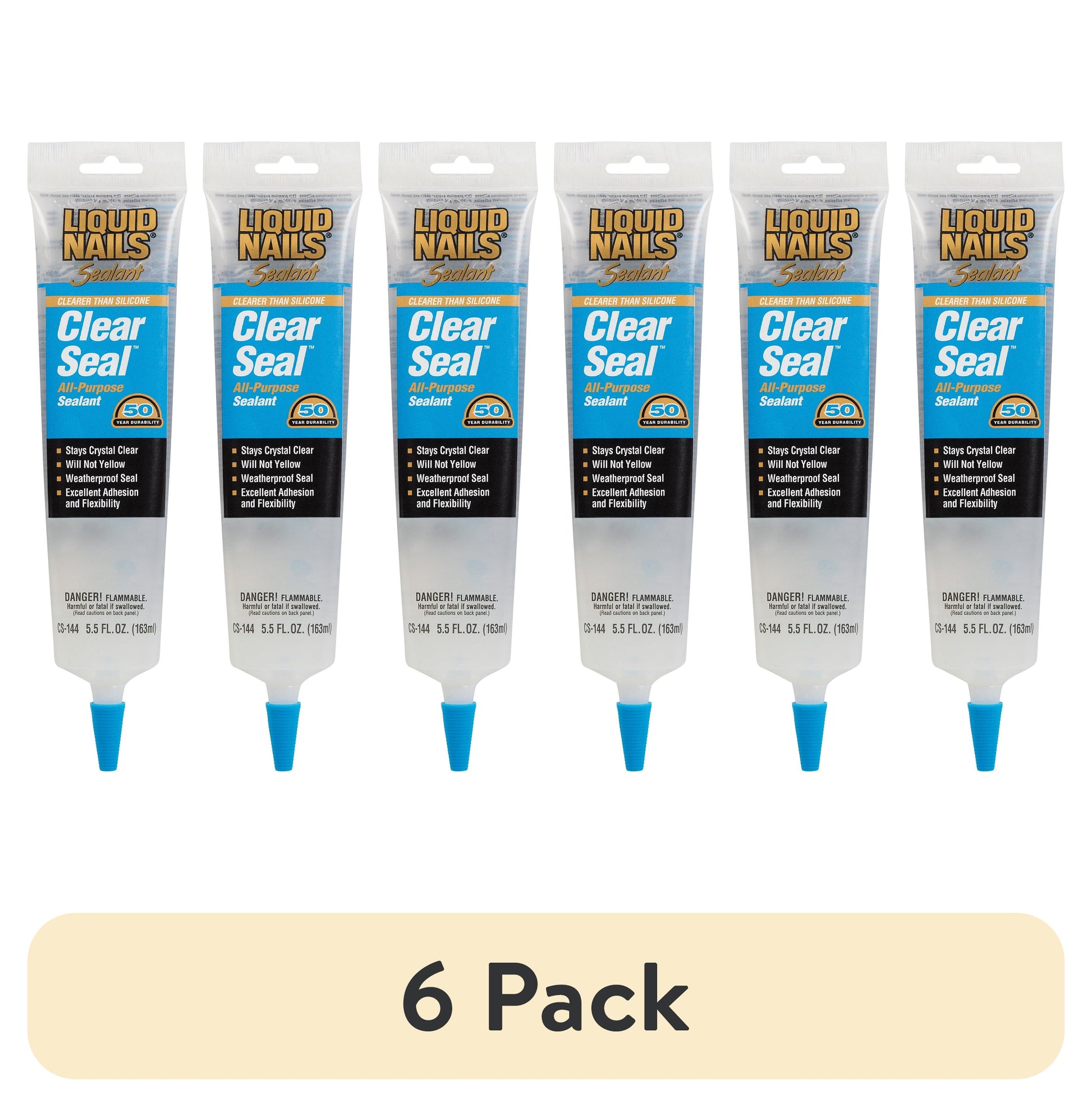 (6 pack) Liquid Nails Clear Seal CS-144 5.5 oz. All-Purpose Sealant