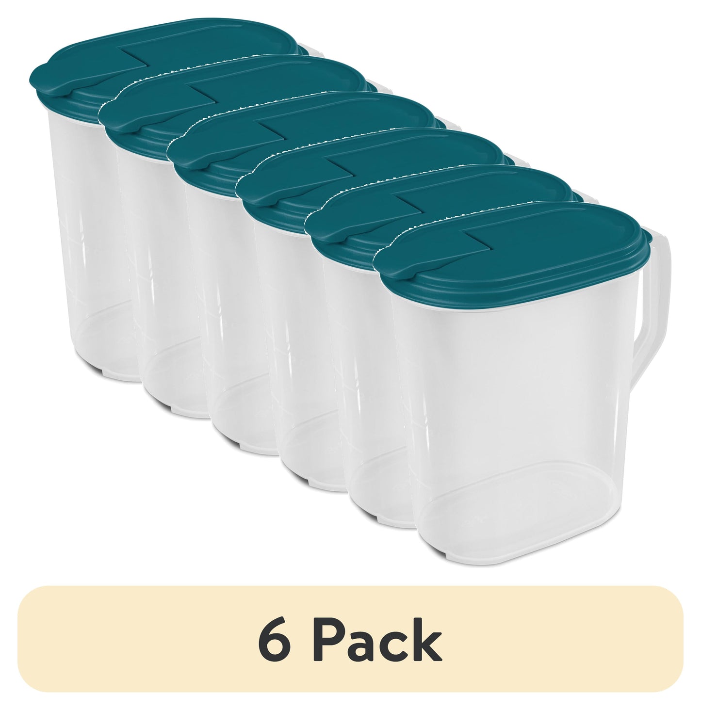 Mainstays 1 Gallon Oval Pitcher with Flip-Top Spout, BPA-Free, Freezer and Dishwasher Safe, Teal Lid