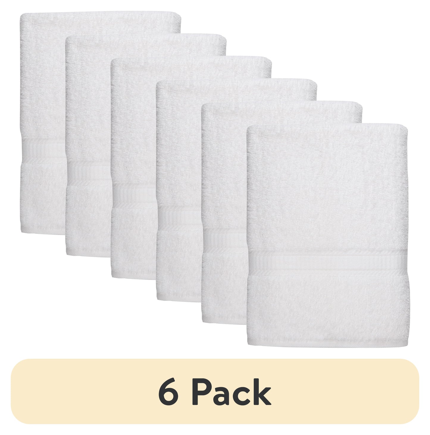 (6 pack) Mainstays Basic Bath Sheet,Soft 100% Cotton and Highly Absorbent Bath Sheet, White