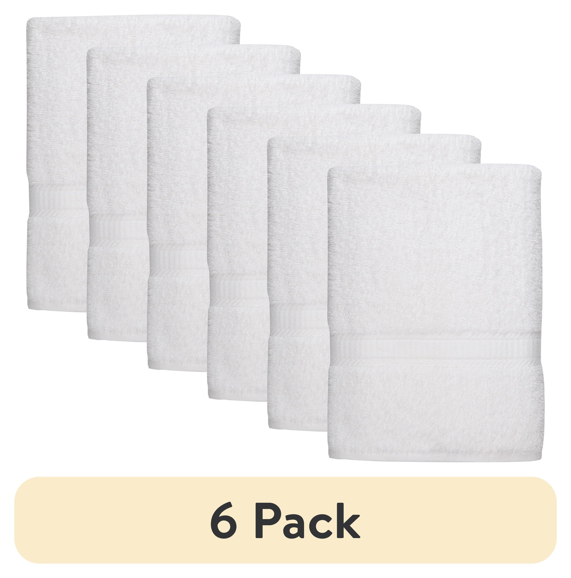 (6 pack) Mainstays Basic Bath Sheet,Soft 100% Cotton and Highly Absorbent Bath Sheet, White