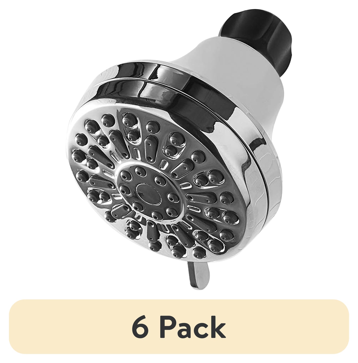 (6 pack) Mainstays 6-Setting Chrome Shower Head, 3.5" Face with Rub-Clean Nozzles