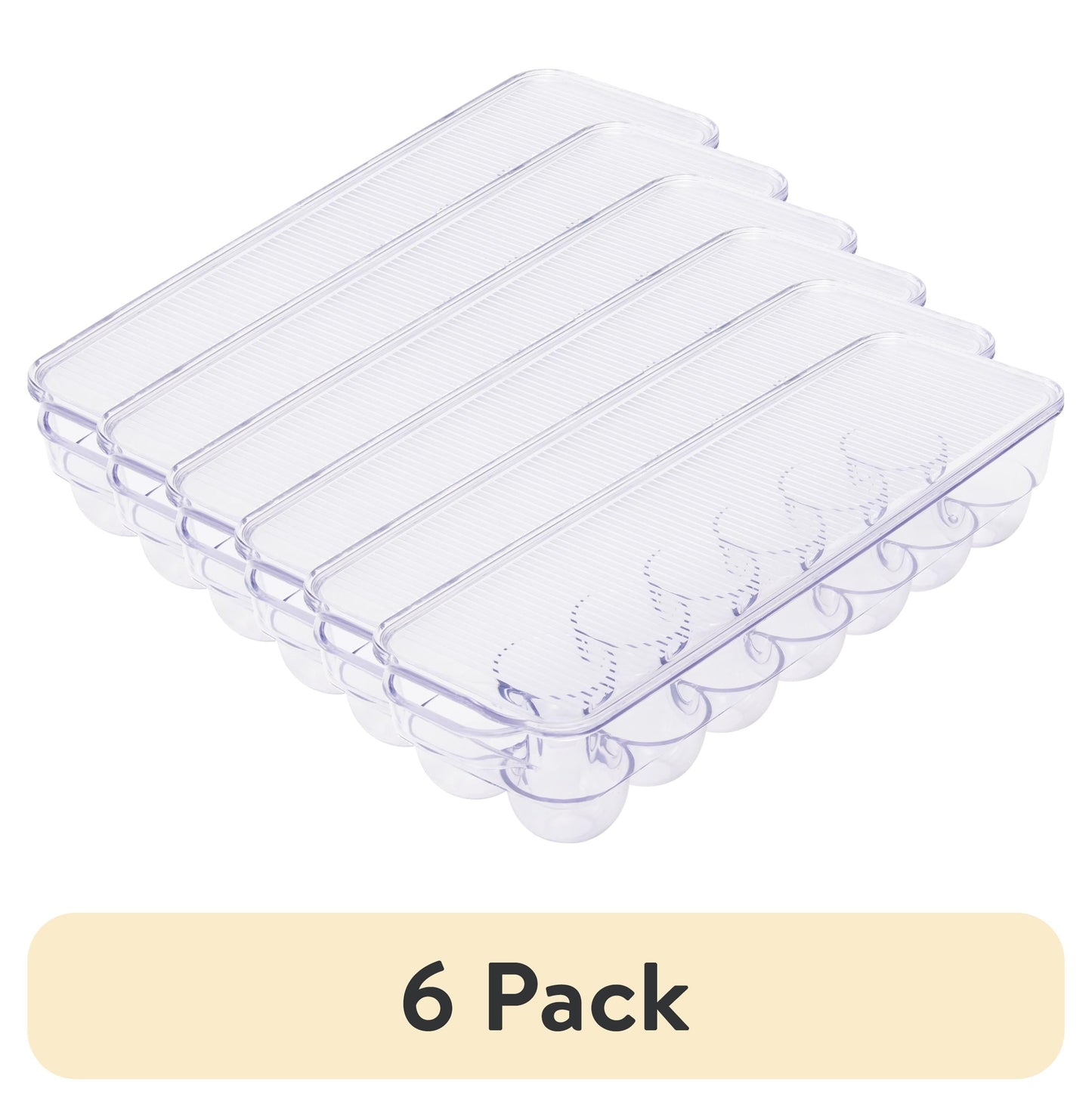(6 pack) Mainstays Clear Plastic Egg Holder for Refrigerator (Holds 14 Eggs), Made for Refrigerator Egg Storage