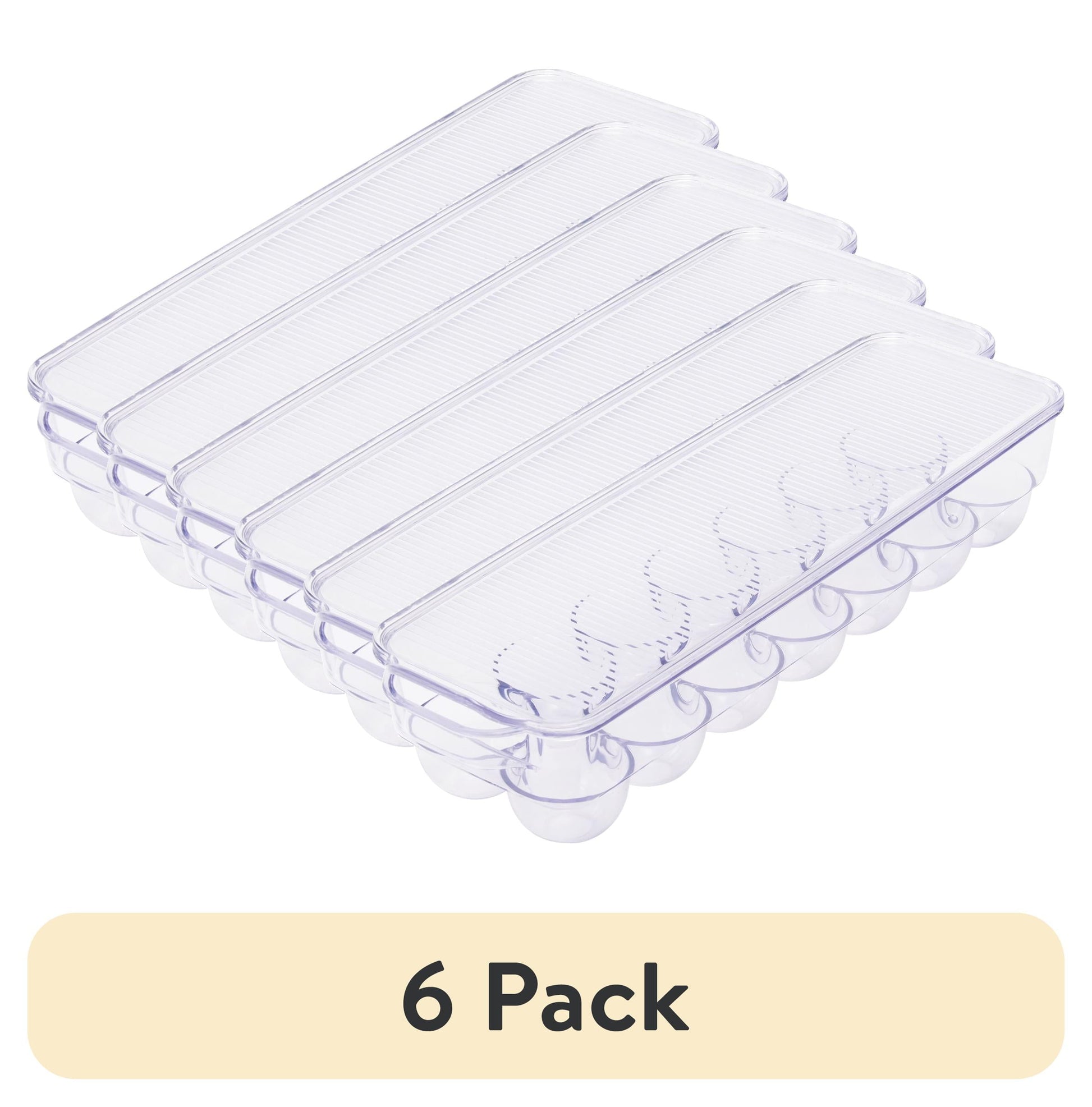 (6 pack) Mainstays Clear Plastic Egg Holder for Refrigerator (Holds 14 Eggs), Made for Refrigerator Egg Storage