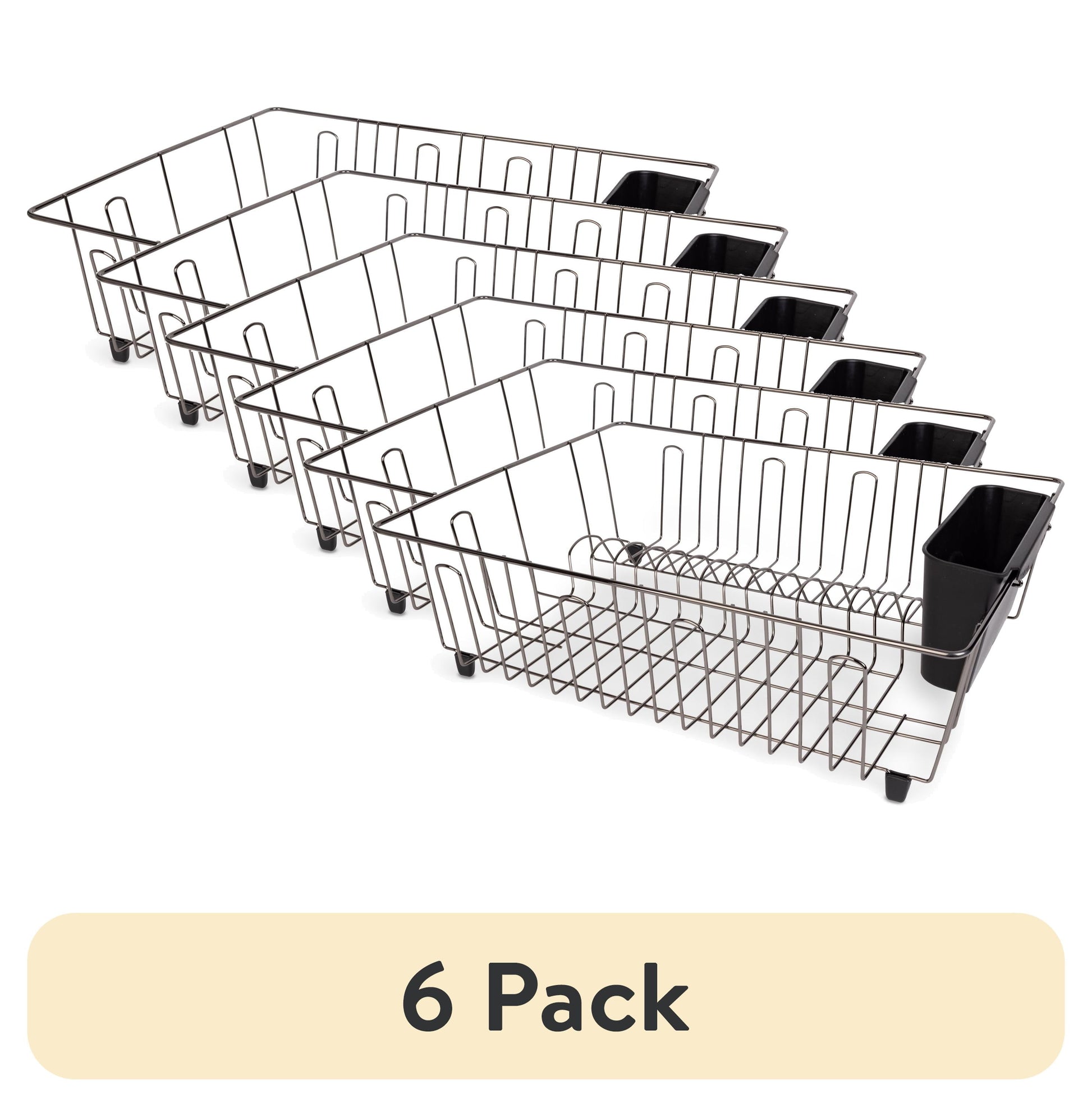 (6 pack) Mainstays Large Wire Dish Rack Black/Chrome - 17.5" x 13.75" x 5.5"