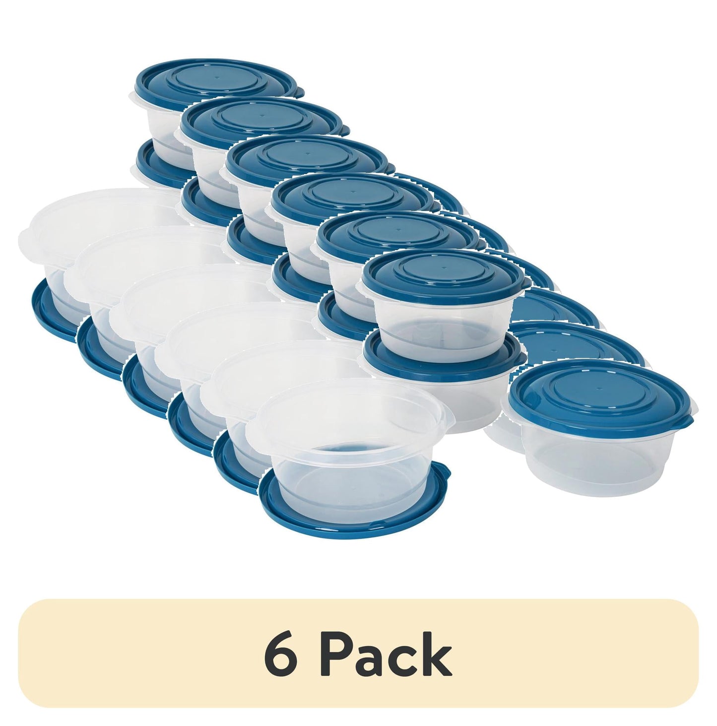 (2 pack) Mainstays Semi Durable Round 6.2cup Plastic Food Storage Container 4 Pack, Ideal Use for Meal Prep and Batch Cooking