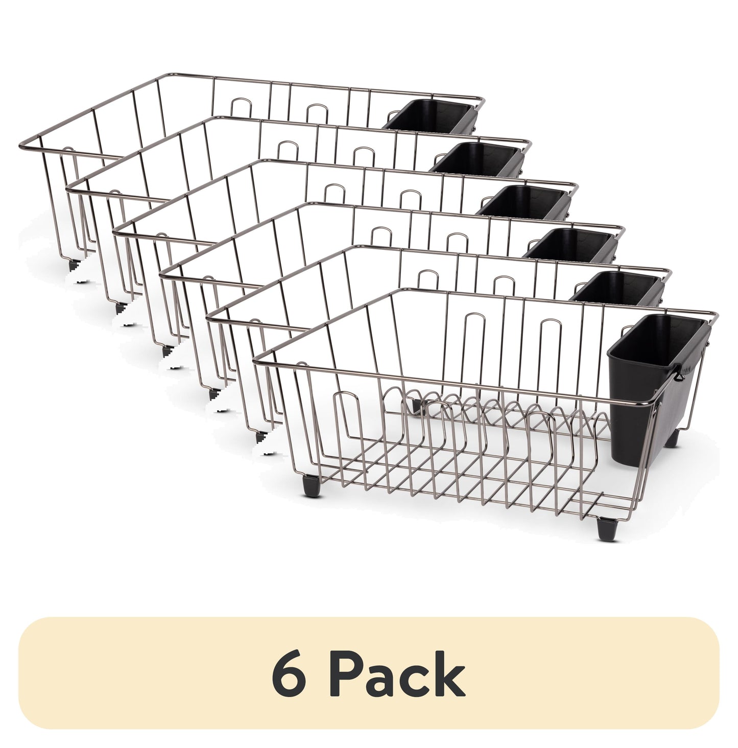 (6 pack) Mainstays Small Dish Drainer Rack - Chrome/Black