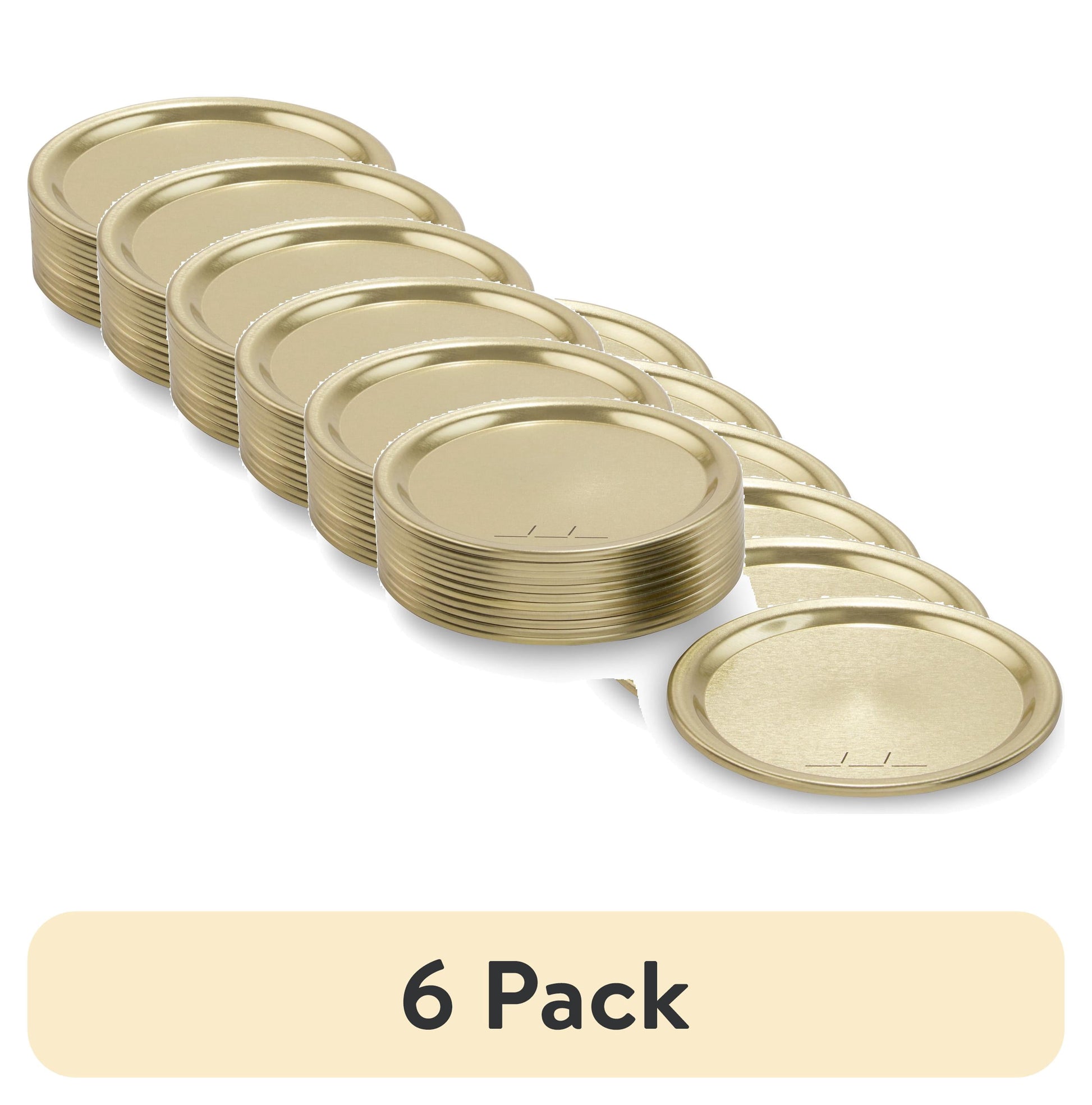 (6 pack) Mainstays 12-Pack Canning Jar Lids - Wide Mouth, One-Piece Replacement Mason Jar Lids for Canning and Preserving, Fits All Brands Wide Mouth Mason Jars