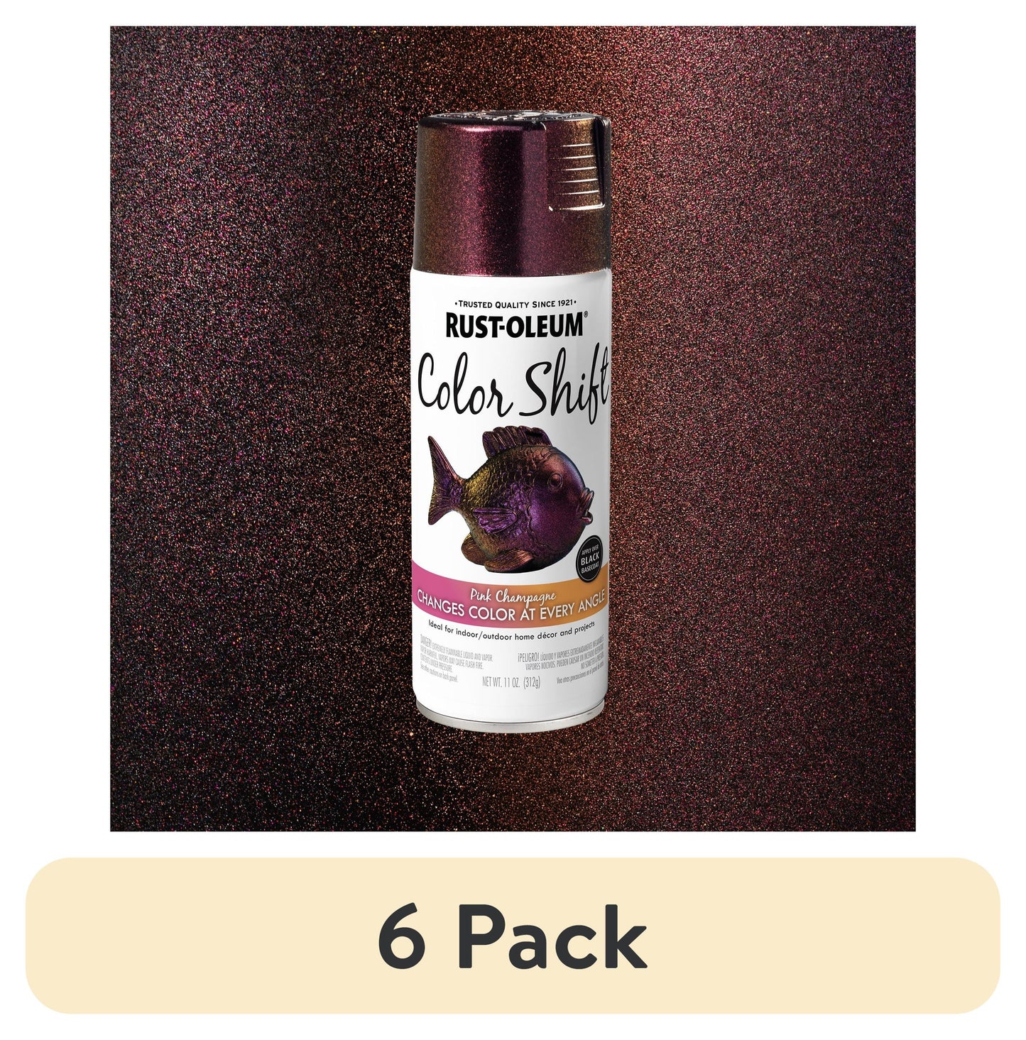 (6 pack) Pink Champaign, Rust-Oleum Color Shift Spray Paint-372467, 11 oz