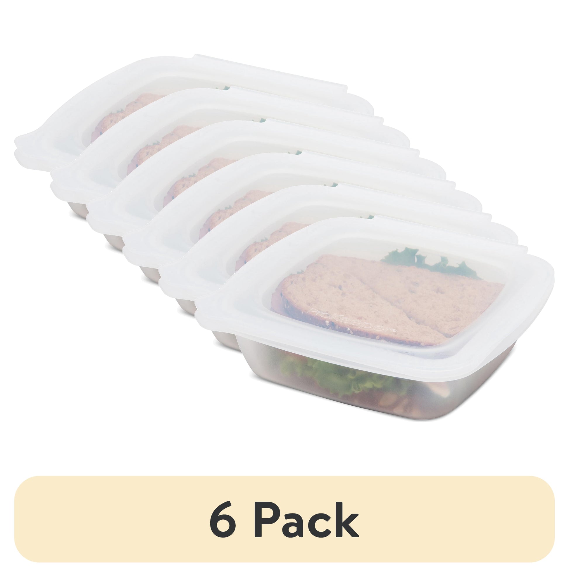 (6 pack) Prokeeper+ 3 Cup Silicone Softbox for School Lunches and Activities
