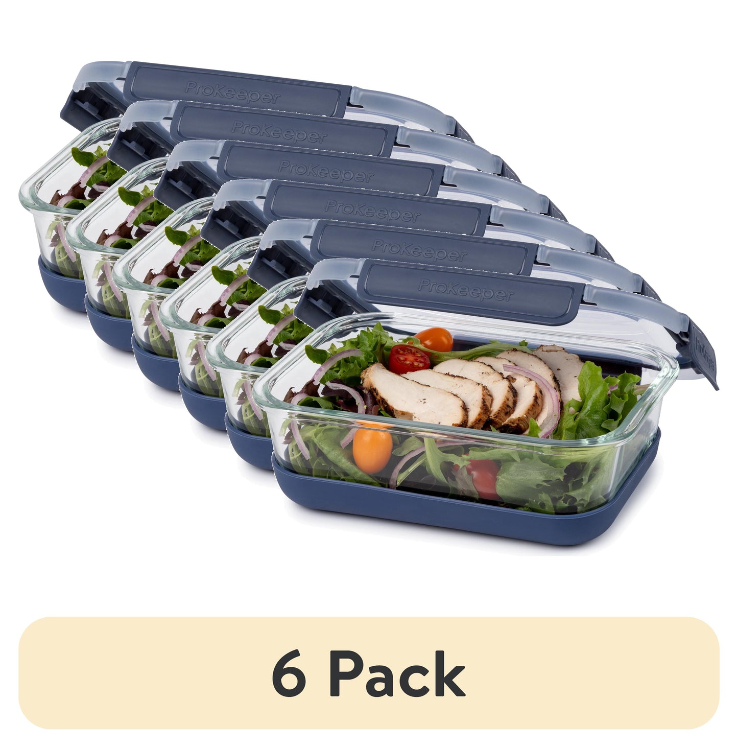 (6 pack) Prokeeper+ 4.5 Cup Glass Food Storeage Container with Silicone Base, Designed to Help with Pantry Storage and Everyday Organization