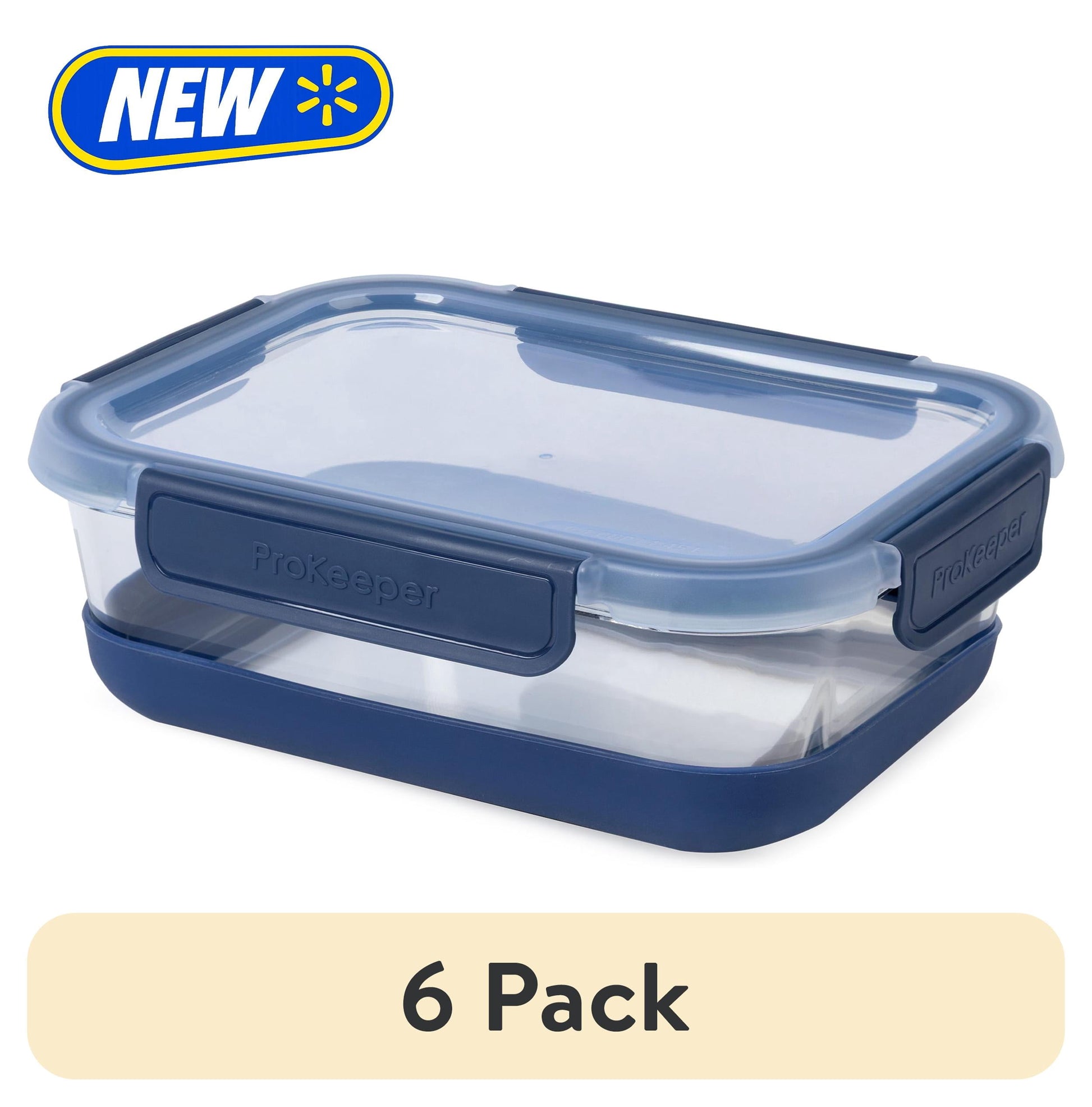 (6 pack) ProKeeper+ 6.1 Cup Glass Food Storage Container with Airtight Silicone Lid