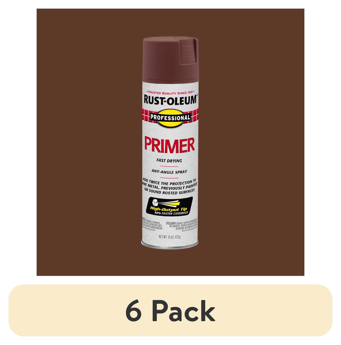 (6 pack) Red Primer, Rust-Oleum Professional High Performance Enamel Flat Spray Paint-7569838, 15 oz