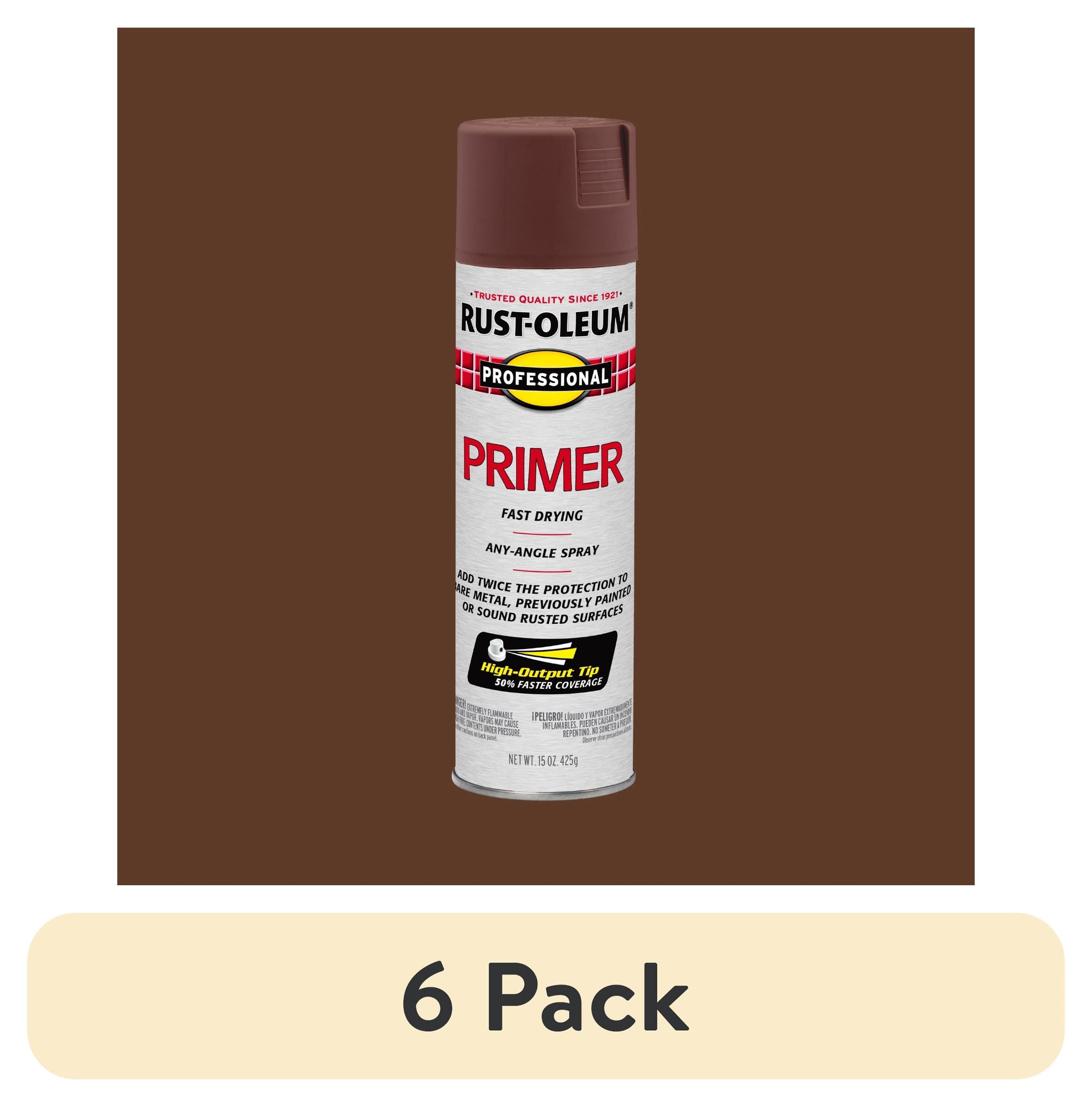 (6 pack) Red Primer, Rust-Oleum Professional High Performance Enamel Flat Spray Paint-7569838, 15 oz