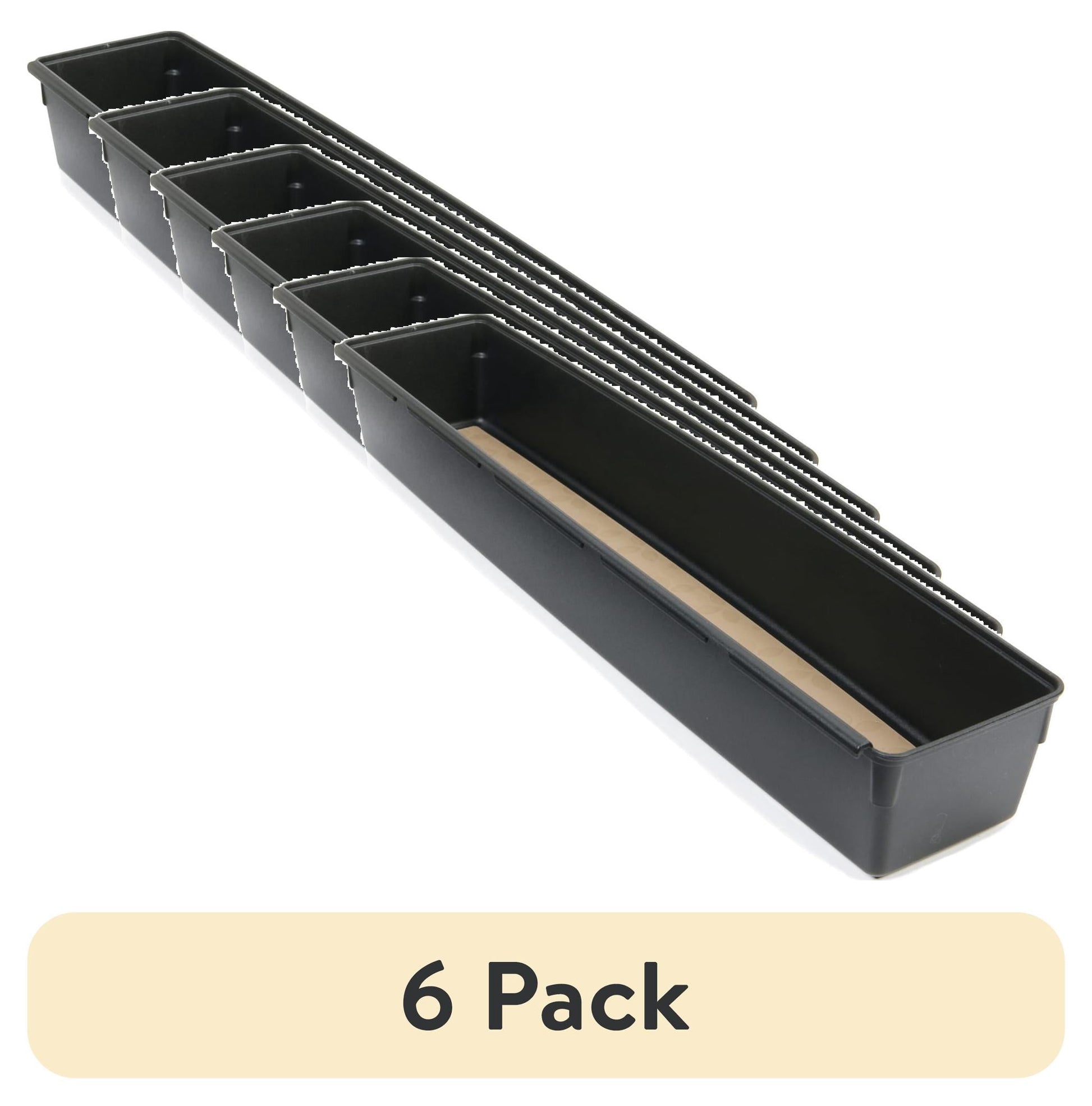 (6 pack) Rubbermaid, Drawer Organizer, Black, 3" x 15"