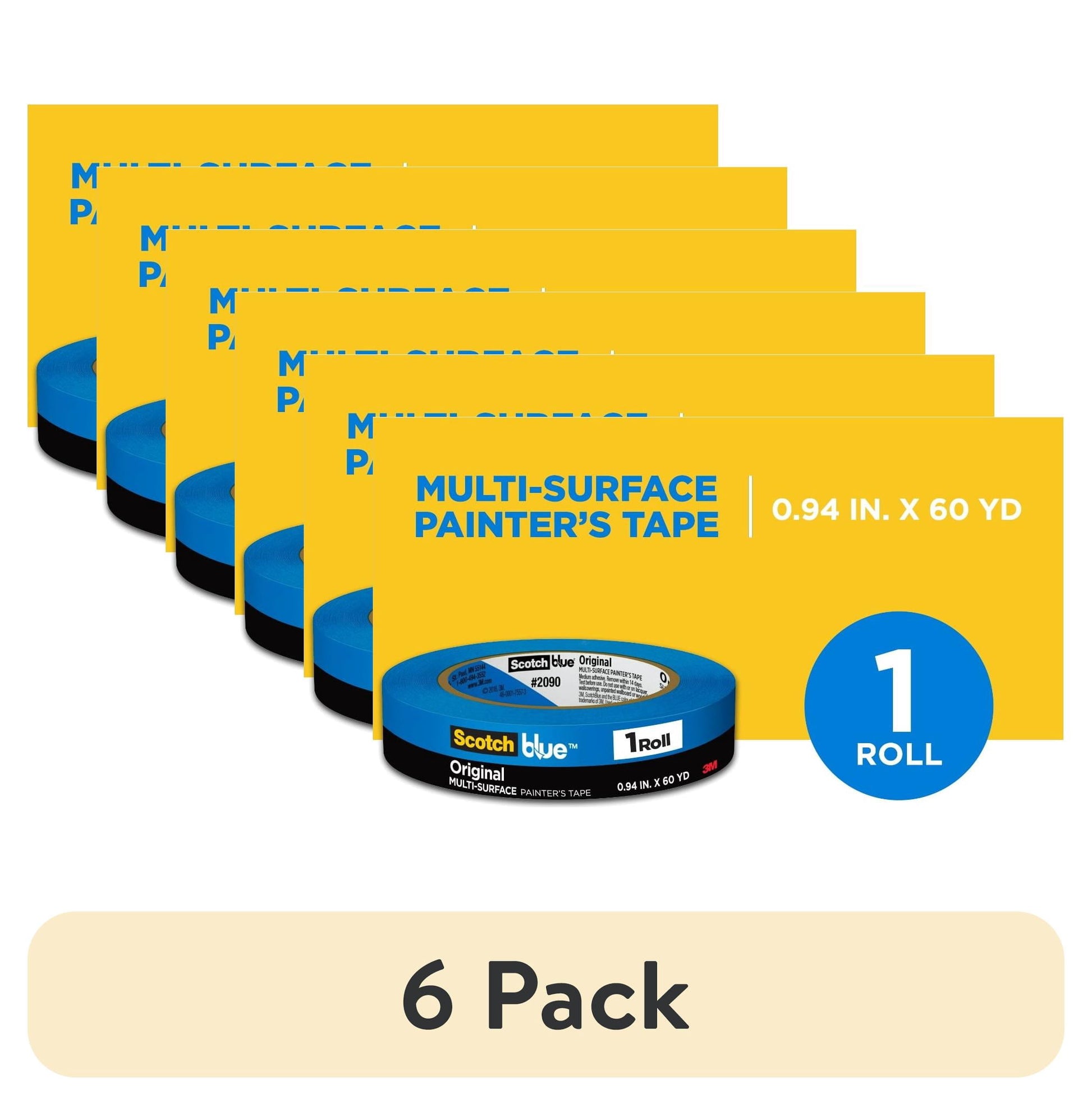 (6 pack) Scotch Blue Painter's Tape, 0.94 in. x 60 yd., 1 Pack, Original Multi-Surface, Paint Supplies
