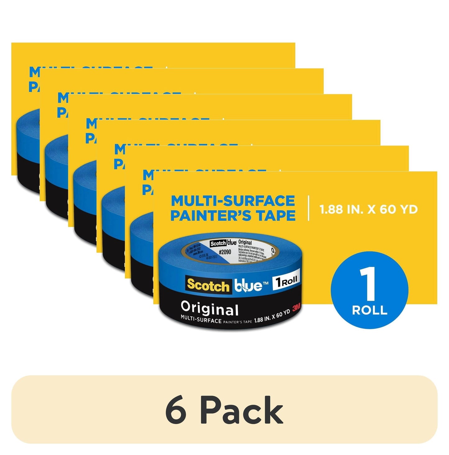 (6 pack) Scotch Blue Painter's Tape, 1.88 in. x 60 yd., 1 Pack, Original Multi-Surface, Paint Supplies
