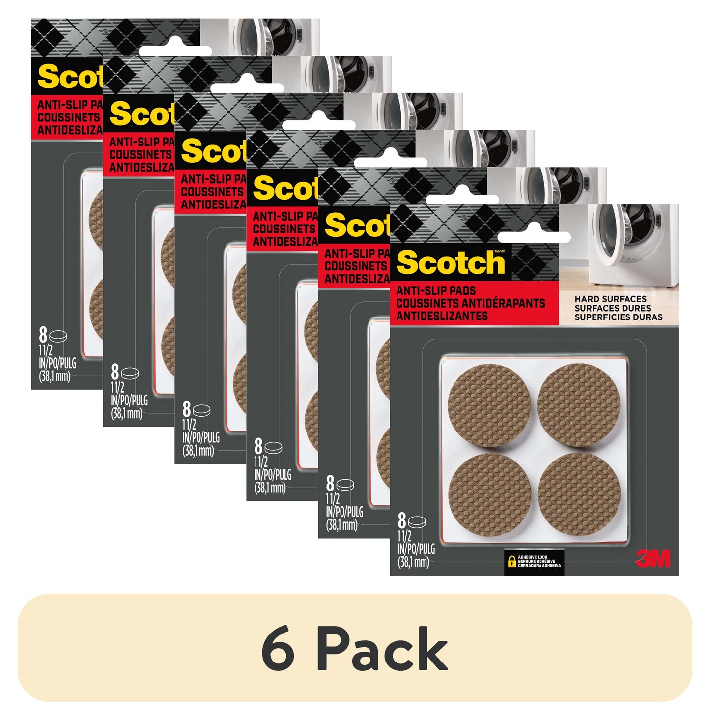 Scotch Furniture Pads, No Slip Floor Protection, Brown, 1.5 in., 8 Circle Grippers