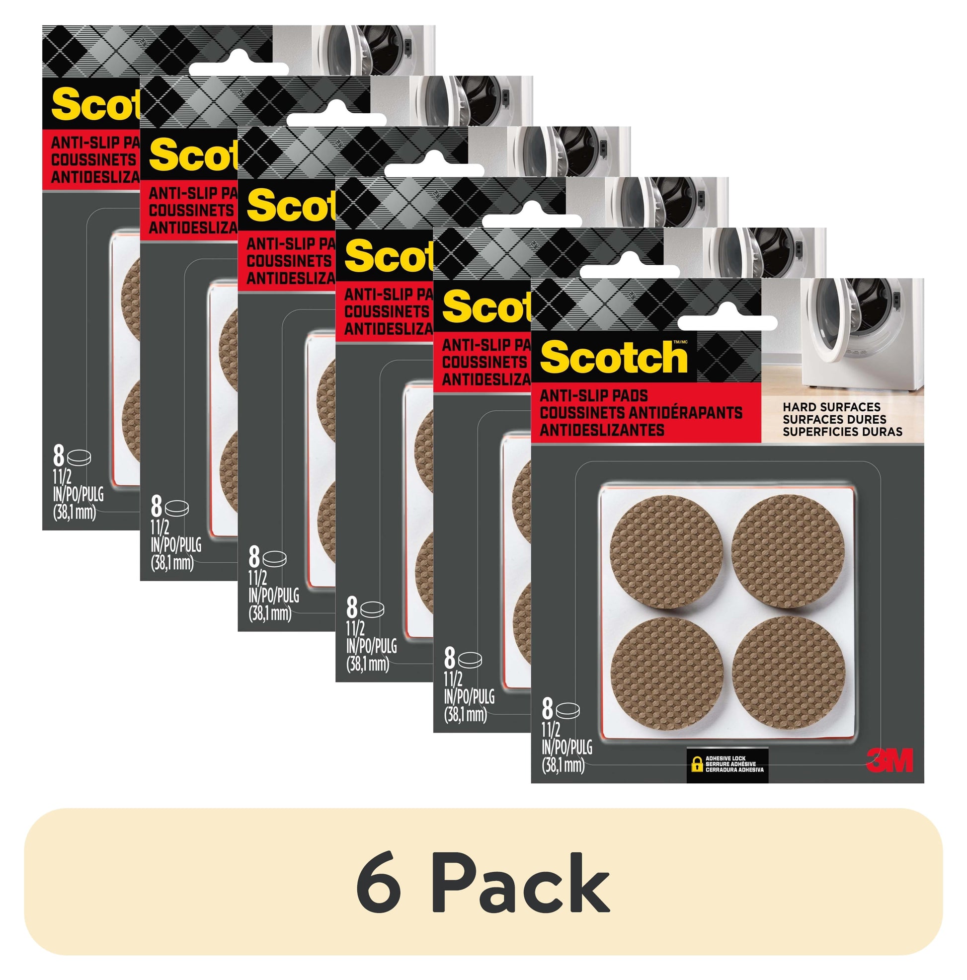 Scotch Furniture Pads, No Slip Floor Protection, Brown, 1.5 in., 8 Circle Grippers