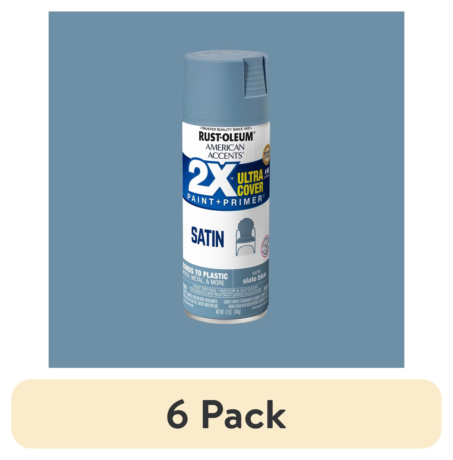 (6 pack) Rust-Oleum 354731 American Accents 2X Ultra Cover Black Flat 12 oz Spray Paint, 1 Piece 1 Pack