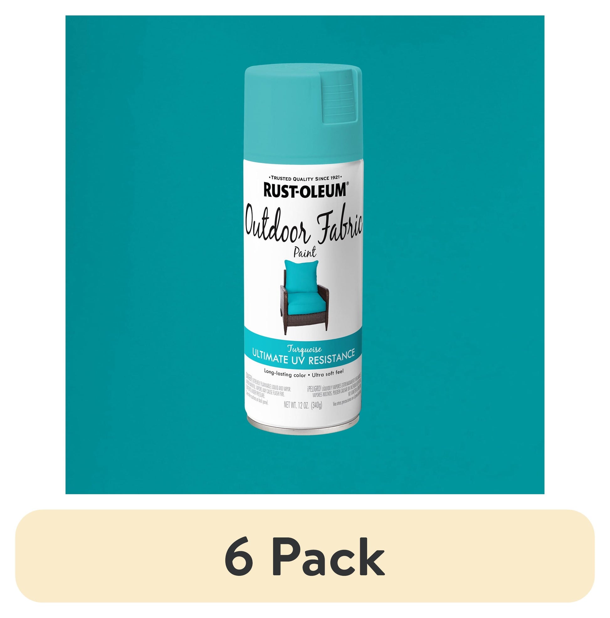 (6 pack) Turquoise, Rust-Oleum Outdoor Fabric Spray Paint-358842, 12 oz