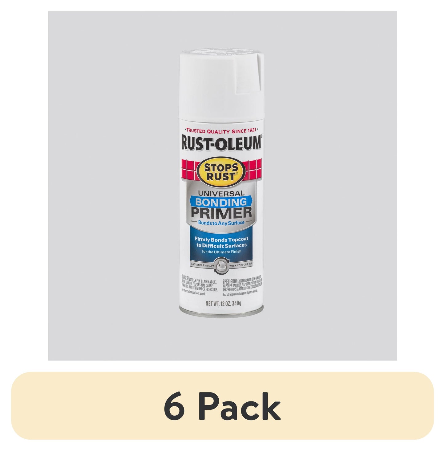 (6 pack) White, Rust-Oleum Stops Rust Universal Bonding Primer Spray Paint-285011, 12 oz