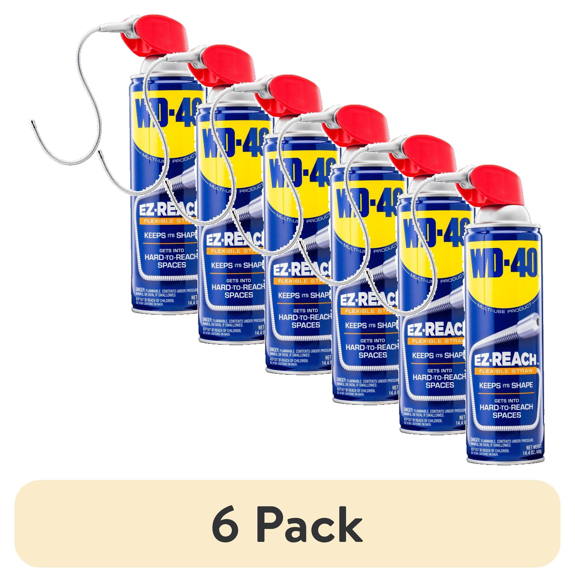 (6 pack) WD-40 EZ-REACH Original Formula Multi-Purpose Lubricant Spray 8 in. Flexible Straw, 14.4 oz