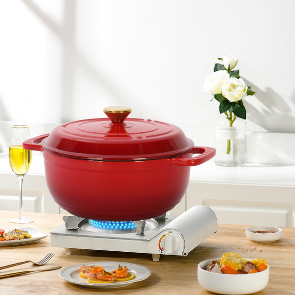 7.5QT Enameled Cast Iron Dutch Oven, 16LB Thickened Cast Iron, Non-Stick Enamel, Oven/Gas/Induction Compatible, Heat-Resistant Handles + Silicone Gloves