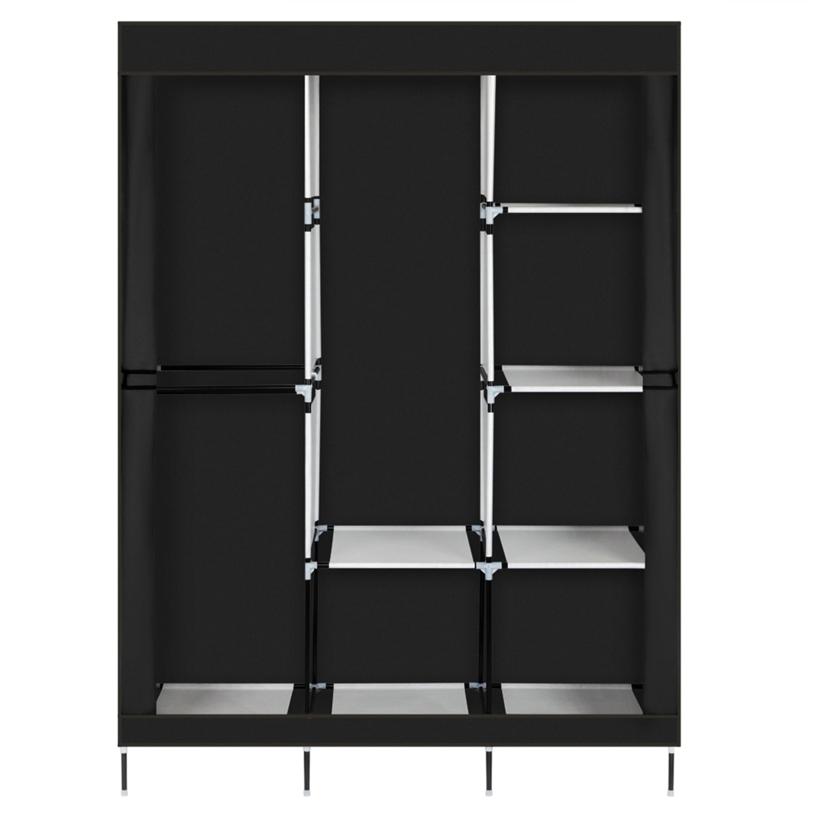 71" Portable Closet Wardrobe Clothes Rack Storage Organizer with Shelf, Black