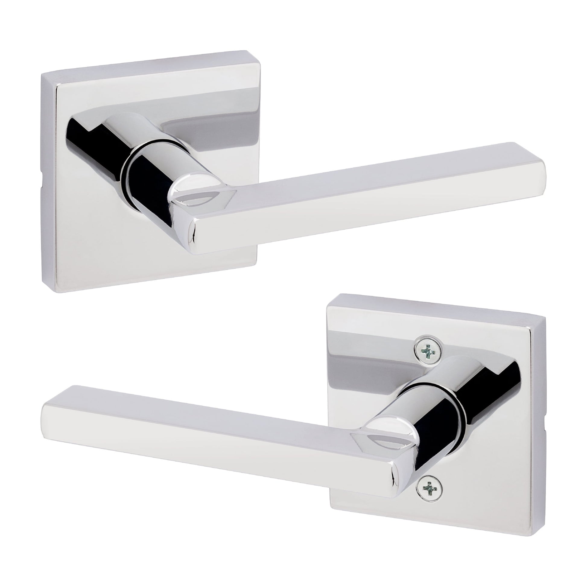 Kwikset Halifax Square Passage Lever Doorknob Polished Chrome