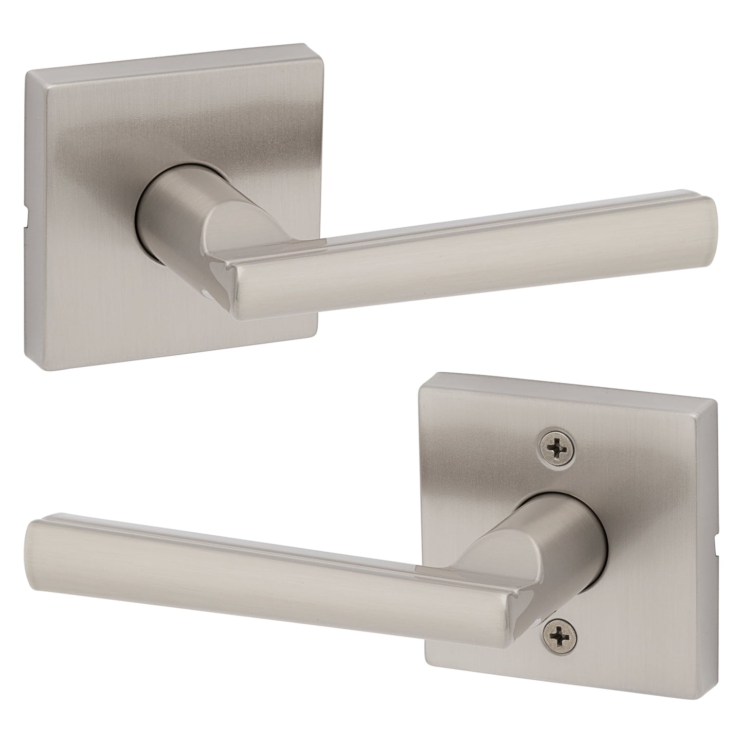 Kwikset Montreal Square Passage Lever Doorknob Satin Nickel