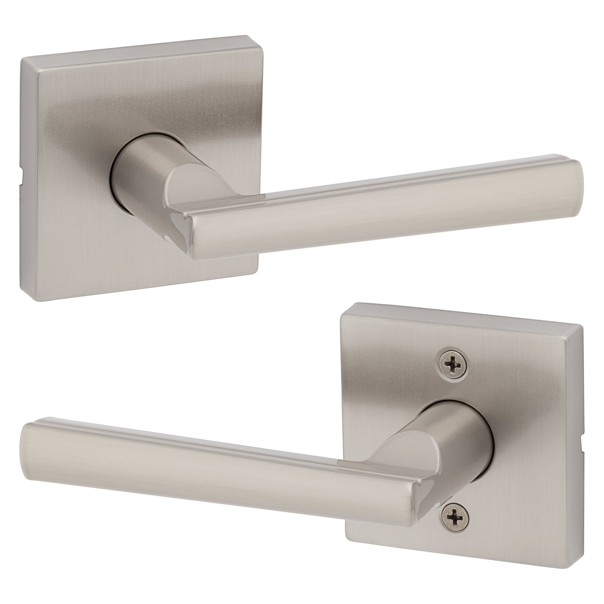 Kwikset Montreal Square Passage Lever Doorknob Satin Nickel