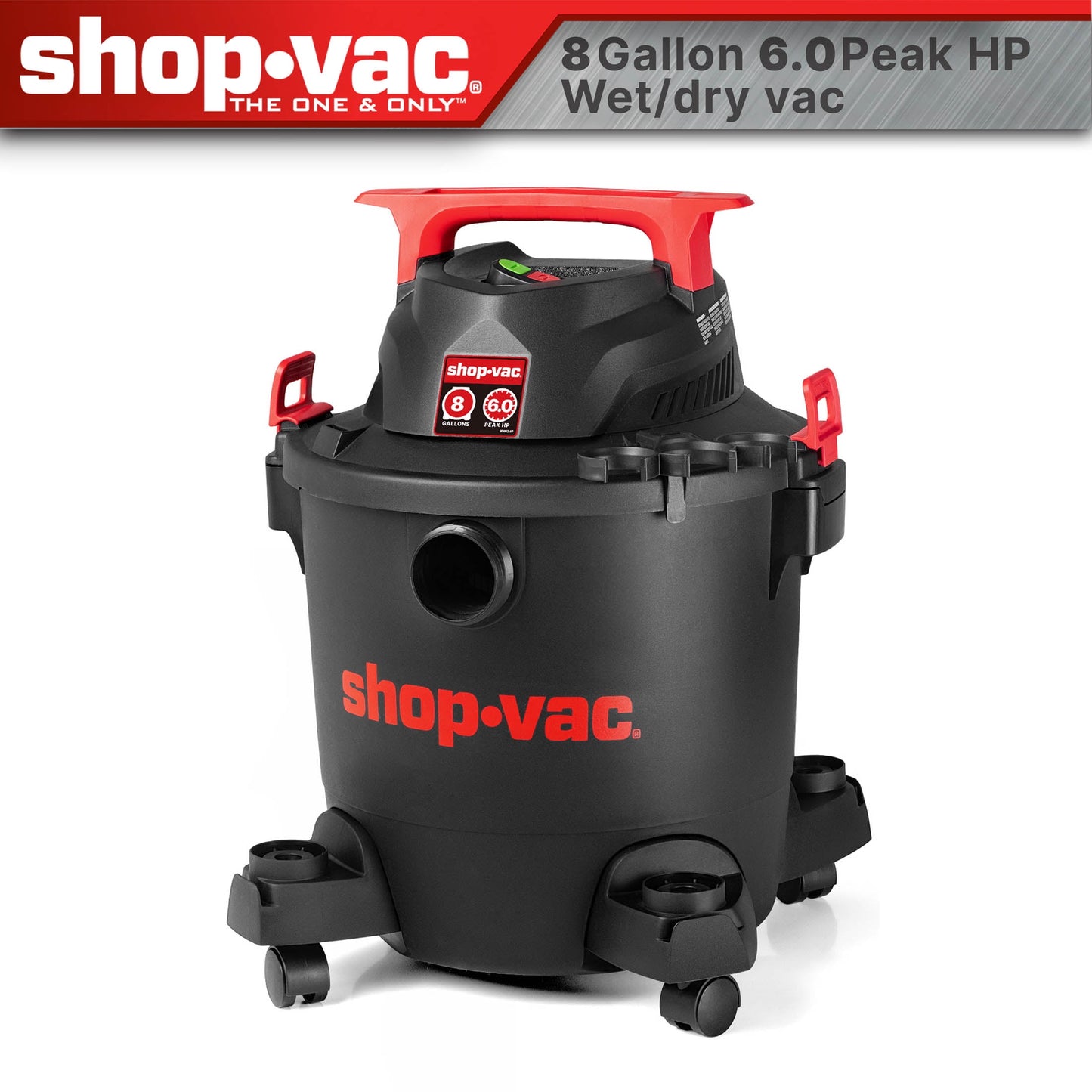 Shop-VacÂ® 8 Gallon Wet/Dry Vacuum, 6.0 Peak HP, Stainless Steel Tank