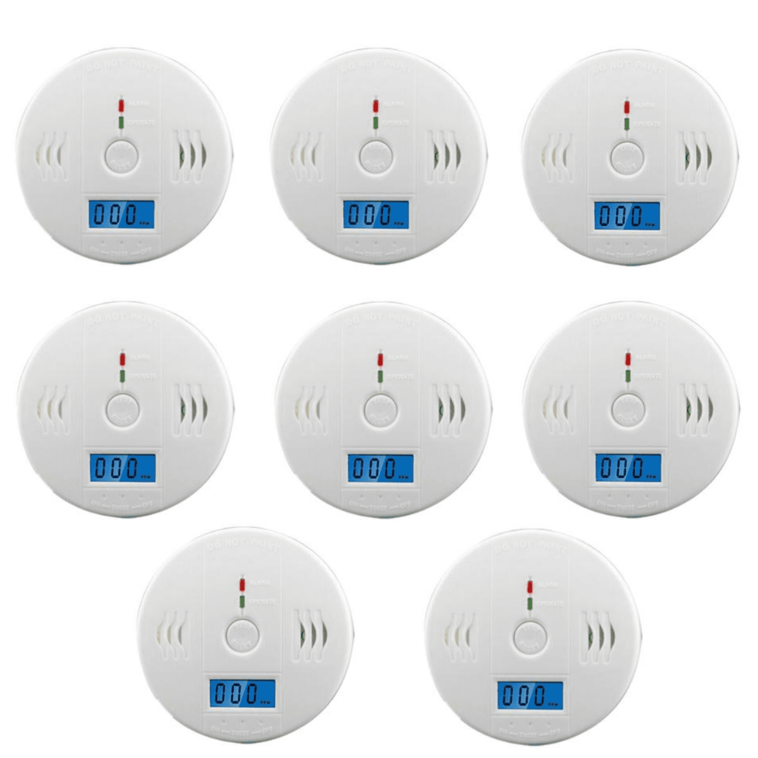8 Pack LCD Display CO Carbon Monoxide Gas Detector Device Home Safety Alarm Detector