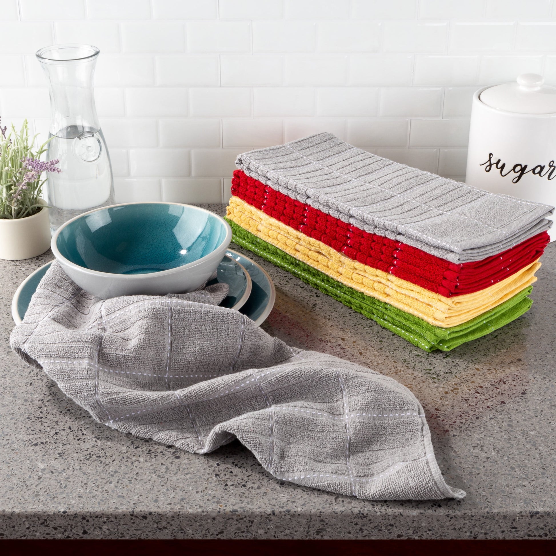 8 pack 100% Cotton Kitchen Towels with Modern Circle Pattern by Somerset Home 16â€x28"