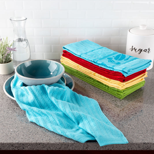 8 pack 100% Cotton Kitchen Towels with Icon Design Pattern by Somerset Home 16â€x28"