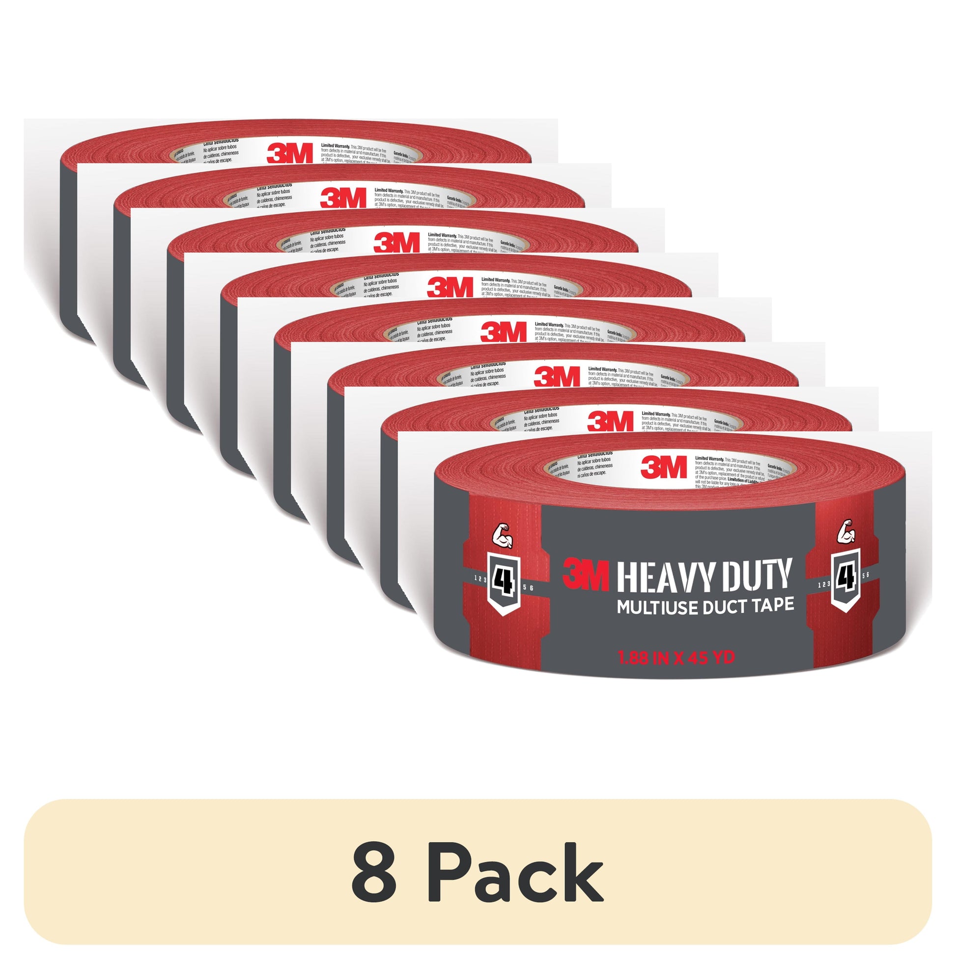 (8 pack) 3M Heavy Duty Red Duct Tape, 1.88 in. x 45 yd., 1 Roll