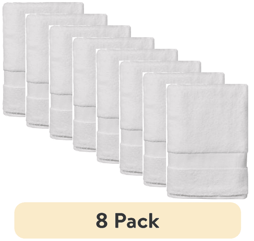 (8 pack) Better Homes & Gardens Signature Soft Solid Cotton Bath Towel, Arctic White
