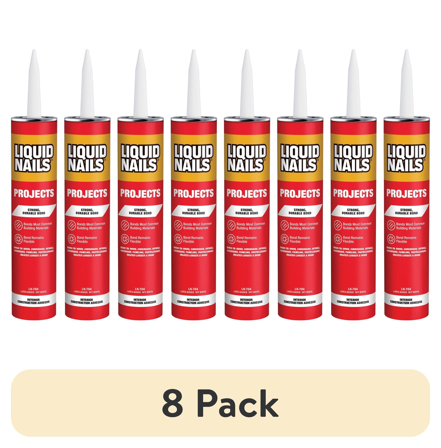 (8 pack) Liquid Nails 10 oz Interior Projects Latex Construction Adhesive Tan