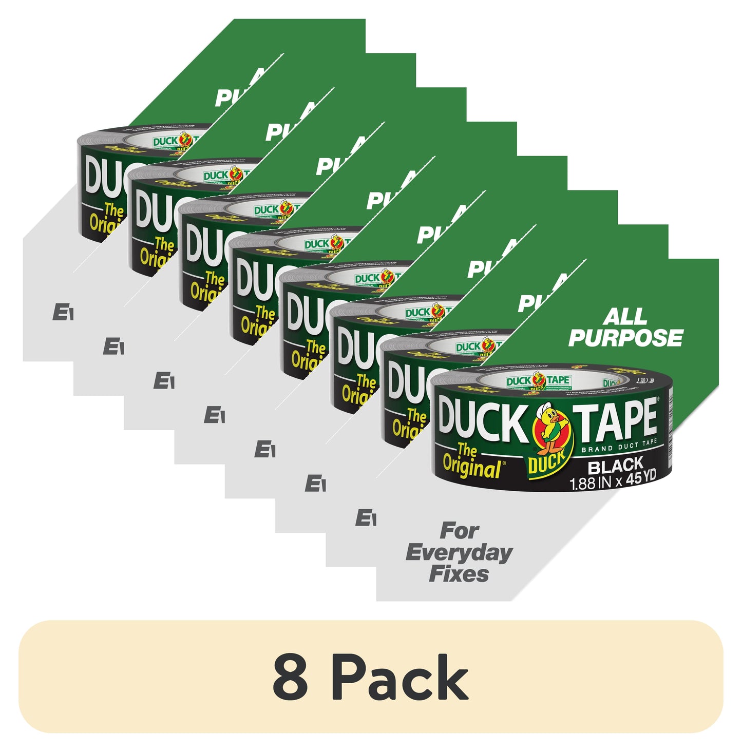 (8 pack) The Original Duck Tape Brand Duct Tape, 1.88 in. x 45 yd., Black