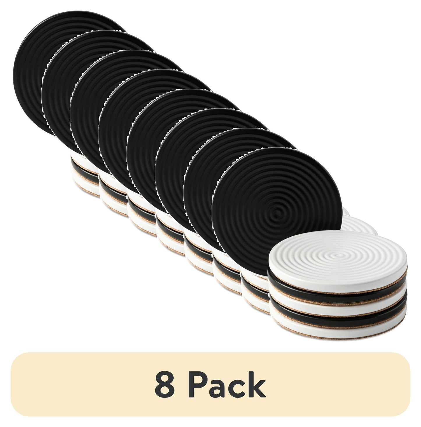(8 pack) Thyme & Table 6 pack Ceramic Ribbed Coaster Set, Black