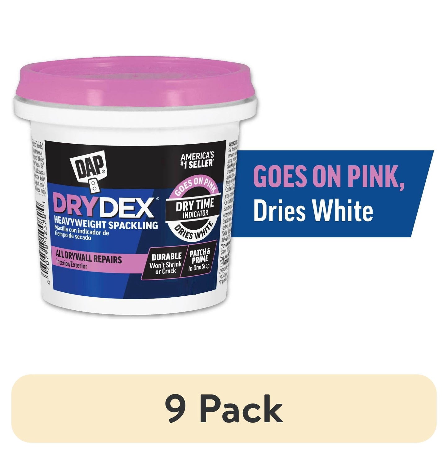 (9 pack) DAP DryDex 8 oz Pink/White Dry Time Indicator Spackling All Purpose